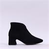 Wonders V Cut Pointed Block Heel Boot - Black Suede